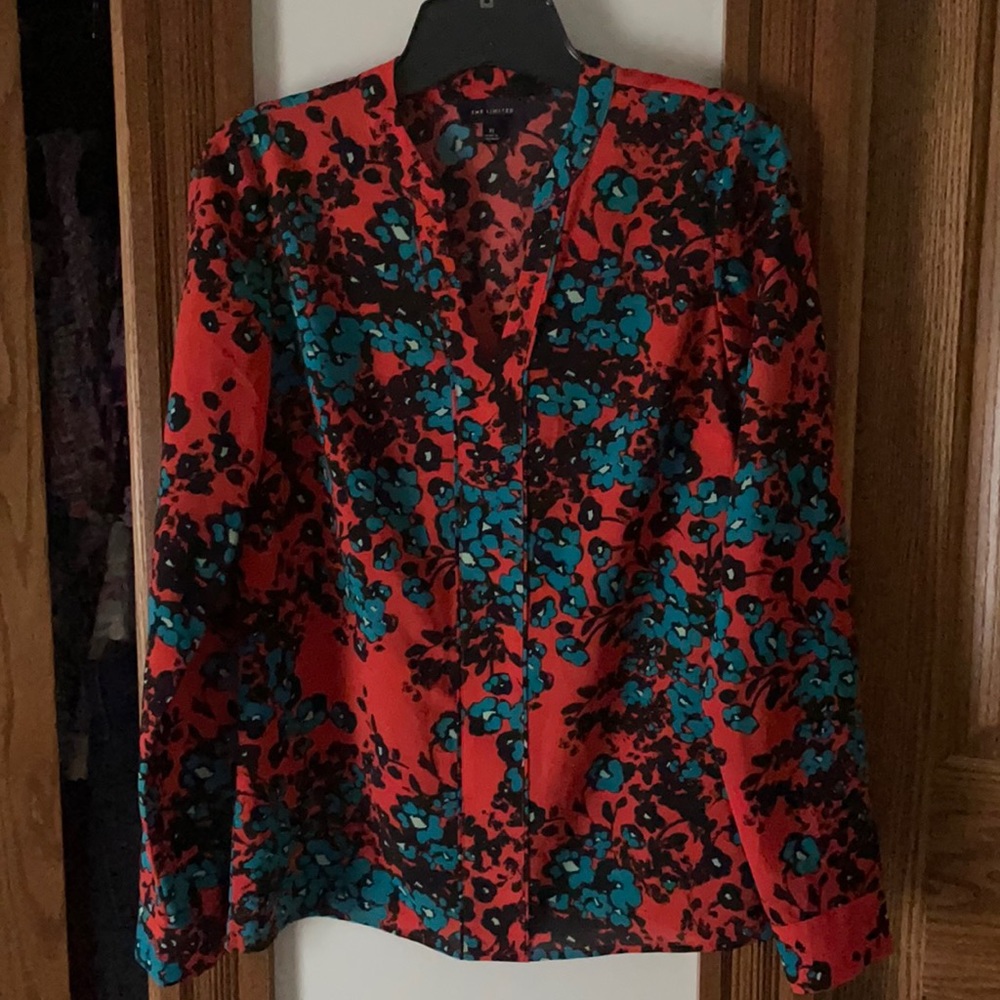 Orange and blue floral blouse, the limited, xs